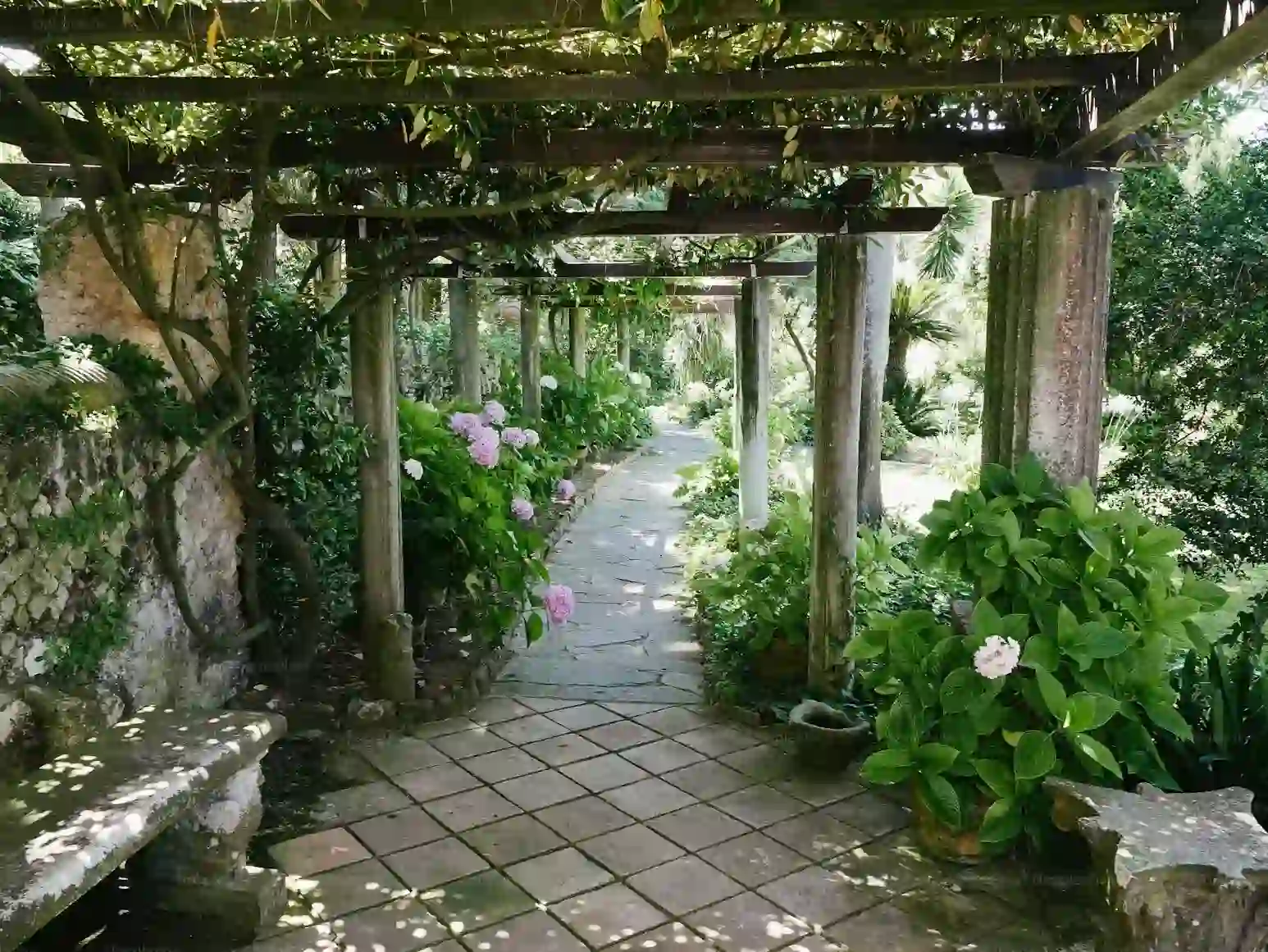 Lush garden wedding venue with beautiful floral arrangements